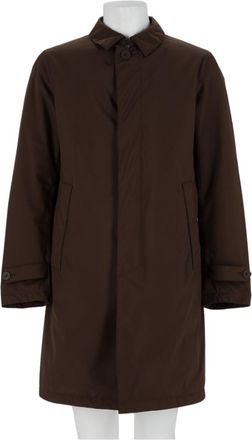Herno Brown Minimalist Concealed Placket Faux Fur Jacket