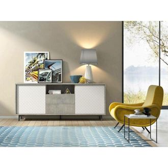 Dmora Dmora Aparador Garofano, Buffet Con 2 Puertas Y 2 Cajones, Elegante Aparador Para Sal&oacute;n, Gabinete De Tv, 100% Made In Italy, Cm 184x45h77, Blanco Y Ce