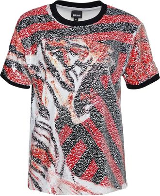 Cavalli sequinned graphic-print T-shirt - Red