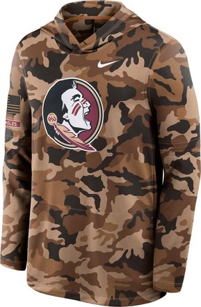 Nike Florida State Military Appreciation Nike Mens Dri-FIT College Long-Sleeve Hooded Top in Brown | 03B92EAFTN-954