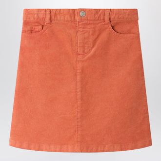 BONPOINT Apricot-colored Merryl skirt in organic cotton velvet