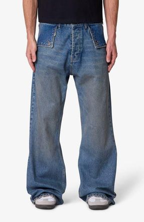 mnml Mule Pocket Kick Flare Jeans in Washed Blue at Nordstrom, Size 38