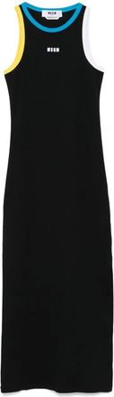 Msgm Abito lungo con orlo a contrasto - Nero
