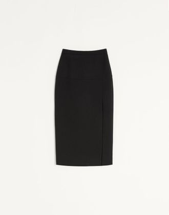 Valentino Wool Crepe Midi Skirt Wo