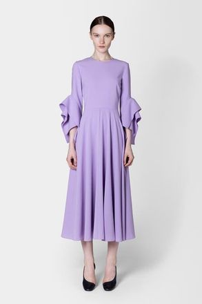 Roksanda Ilincic Ayres Crepe Sleeved Midi Dress in Heather at Nordstrom, Size 2