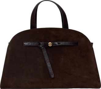 Tory Burch Romy Suede Bauletto - Dames - Handtassen - Bruin - ONE Size - Su&egrave;de - Tassen