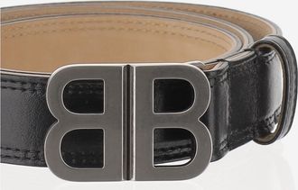 Balenciaga Womens Soft Bb Belt Black Lambskin
