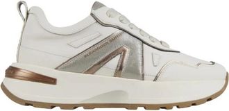 Alexander Smith Liverpool Dames Sneakers van wit leer met zilveren glitter zijlogo - Dames - Sneakers - Wit - 40 EU - Leer - Schoenen