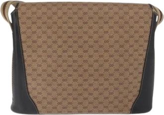 Gucci Pre-owned Micro Gg Supreme Web Sherry Line Cross Body Bag - Dames - Vintage Schoudertas - Beige - ONE Size - Leer - Vintage