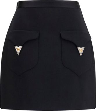 Versace Black Solid Mini Skirt
