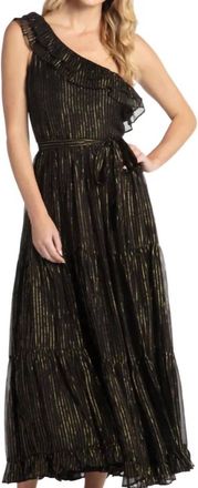 Cabana Life One Shoulder Maxi Dress In Black Metallic