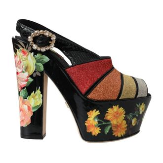 Dolce & Gabbana Sandali Slingback con Plateau Floreale - - Shoes - Donna - Multicolore - 37 EU