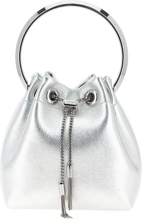 Jimmy Choo London Silver Bon Bon bucket bag