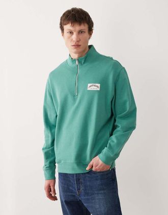 Calvin Klein Jeans Felpa verde con zip corta in spugna stile college