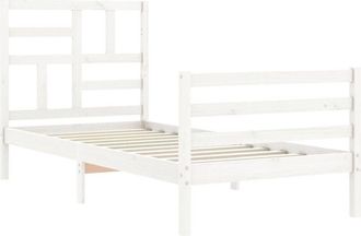 vidaXL Bed Frame with Headboard White 90x200 cm Solid Wood vidaXL