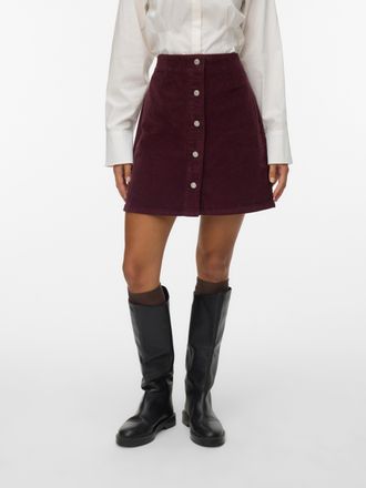 Vero Moda Cordrock VERO MODA VMETTA HR SHORT CORD SKATER SKIRT NOOS, Damen, Gr. XL (42), rot (winetasting), Cord, Obermaterial: 98% Baumwolle, 2% Elasthan, unif