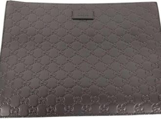 Gucci Guccissima Black Leather Clutch Bag (Pre-Owned)
