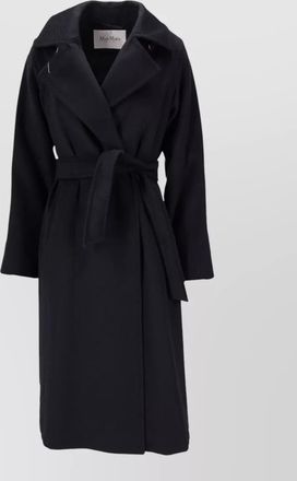 Max Mara belted mid length coat notched lapels