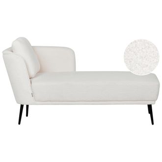 Beliani Chaise Longue Estilo Retro Con Coj&iacute;n Muebles De Sala De Estar De Boucl&eacute; Blanco Crema Izquierdo Artheze