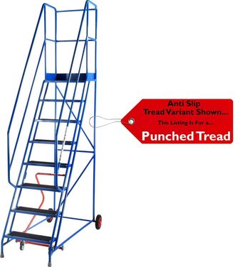 Loops 8 Tread Mobile Warehouse Stairs Punched Steps 3m EN131 7 BLUE Safety Ladder