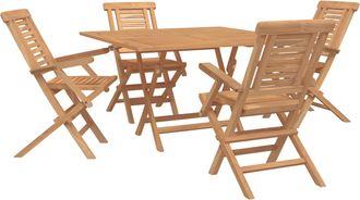 vidaXL Conjunto De Jard&iacute;n 5 Uds. Marr&oacute;n Madera De Teca Maciza Vidaxl