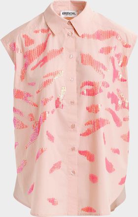 Essentiel Hixie Sequined Zebra Sleeveless Shirt