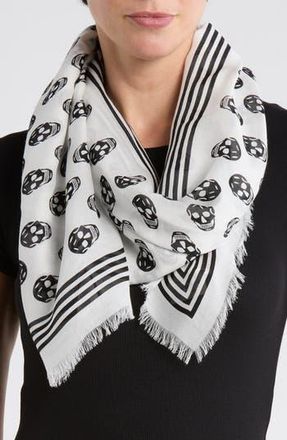 Alexander McQueen Skull Print Scarf in Ivory Black at Nordstrom Rack