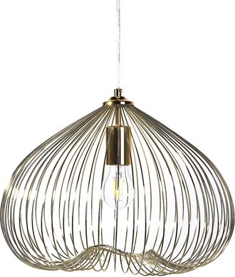Beliani L&aacute;mpara De Techo Colgante Pantalla Ovalada De Metal Dorado Dormitorio Cocina Industrial Tordino
