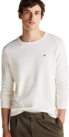 Tommy Hilfiger Mens Cotton Solid Crewneck Sweater Lightweight Pullover, Also Available in Big & Tall, Ivory Petal, S