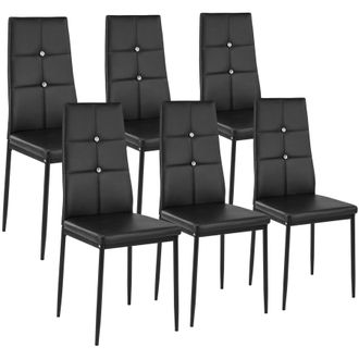 TecTake Dining Chair Set Julien Set Of 6 - Black | Size: 6 Pack