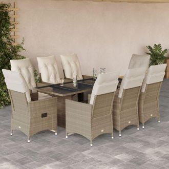 vidaXL Set De Mesa Y Sillas De Jard&iacute;n 5 Pzas Y Cojines Rat&aacute;n Pe Beige Vidaxl