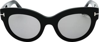 Tom Ford Womens Tom Ford Lucilla Smoke Mirror Lens Shiny Black Thick Framed Sunglasses - Size: ONE size