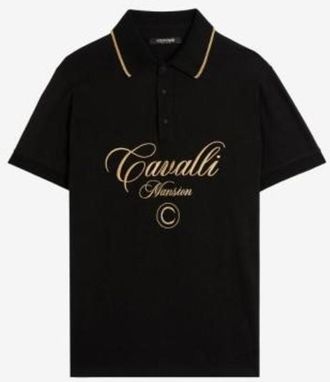 Roberto Cavalli Logo-Embroidered Cotton Polo Shirt, Size Medium