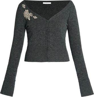 Erdem Cardigan crop con scollo a V - Grigio