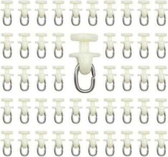 OEM 100 Rodillos Para Riel De Cortina (blancos) - Riel De Cortina Para Interiores, Gancho Para Cortina, Riel Deslizante, Polea De Cortina De Pl&aacute;stico