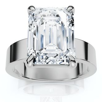 Pompeii3 Certified 4Ct Emerald Diamond Cigar Band Engagement Ring Lab Grown