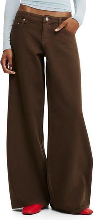 Cotton On Low Rise Wide Leg Jeans in Washed Chocolate at Nordstrom, Size 10