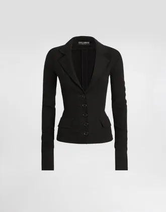 Dolce & Gabbana Single-breasted Wool Canvas Jacket - Woman Blazers Black 42