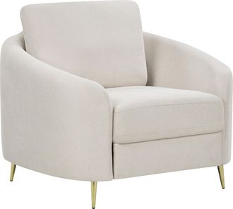 Beliani Beliani - Sill&oacute;n Retro Tapizado Patas Curvas Doradas Tela Beige Claro Trosa