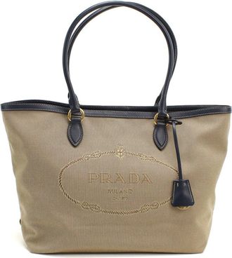 Prada Beige Canvas Tote Bag (Pre-Owned)