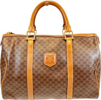 Celine Macadam Brown Coated Canvas Boston Bag (Pre-Owned)