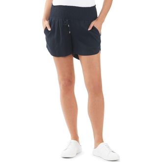 Ripe Indi Shirred Linen Short in Navy at Nordstrom, Size X-Large Au