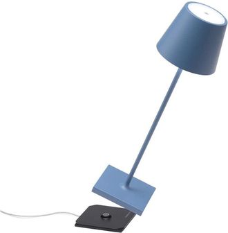 Zafferano Lampada a led da tavolo Poldina Pro Blu Avio ricaricabile e dimmerabile con batteria fino a 12 ore. Da uso esterno IP65