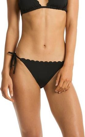 Sea Level Australia Scalloped Side Tie Bikini Bottoms in Black at Nordstrom Rack, Size 10 Us / 14 Au