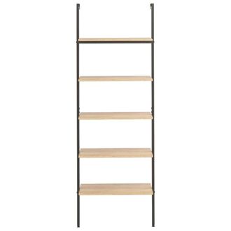 Berkfield Home Practical 5-Tier Leaning Shelf Light Brown & Black 64x35x185 cm | Size: 64 x 35 x 185 cm