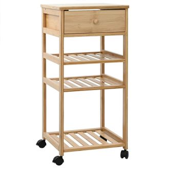 vidaXL Carrito De Cocina Con Ruedas Natural 37 X 36 X 80 Cm Bamb&uacute; Vidaxl