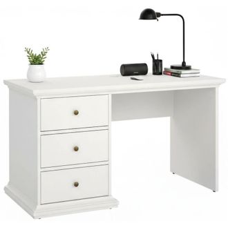 Dmora Scrivania Agia, 3 Cassetti, un Vano, 61.6x130x73.9h cm Bianco