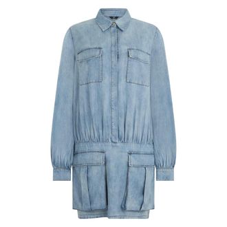 7 For All Mankind Short Dresses, female, Blue, Size: M Denim Midi Dress