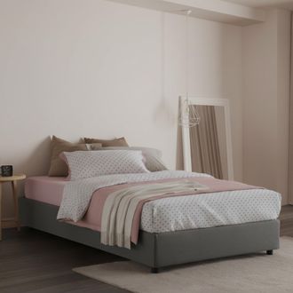 Dmora Dmora - Cama De Plaza Y Media Ddibar, Cama Contenedor Con Revestimiento De Tela, 100% Made In Italy, Apertura Lateral, Con Colch&oacute;n Cm 120x190 Incluido