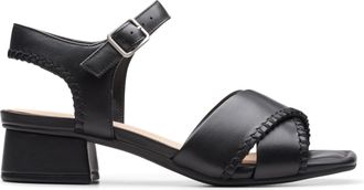 Clarks Serina 35 Cross Leather Sandals In Black Size 5.5